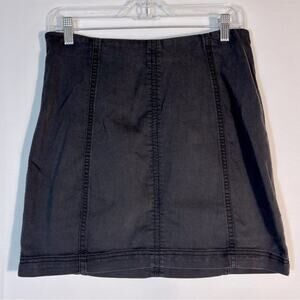 Free People Black Denim Mini Skirt Size 12 G0136